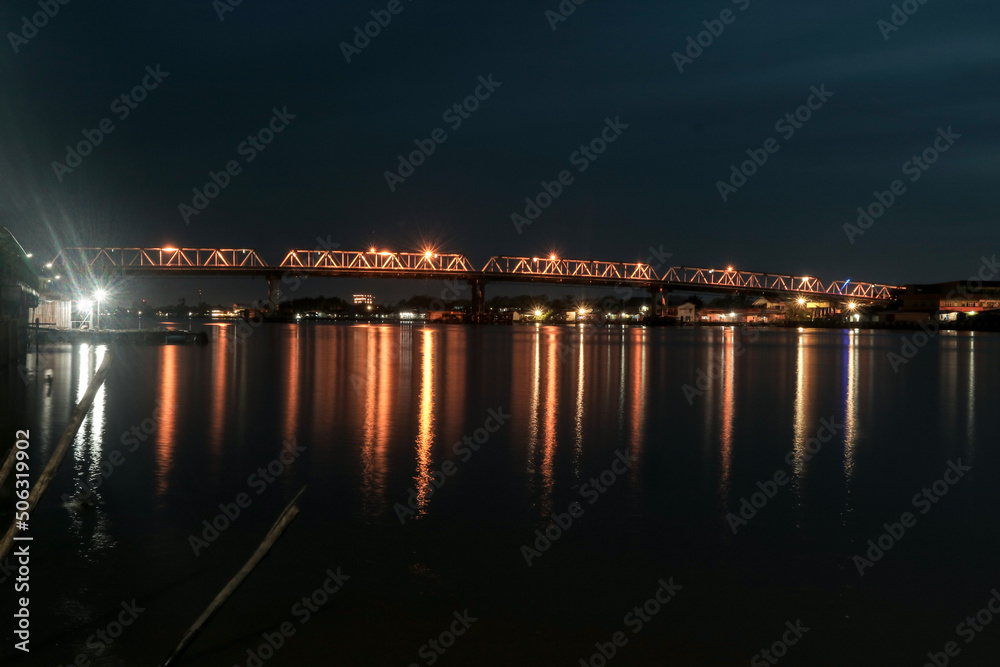 night view of the city of the river