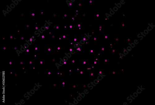 Dark Pink vector backdrop with lines, circles, rhombus.
