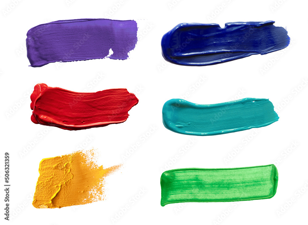 Multi-colored brushes isolated on a white background.