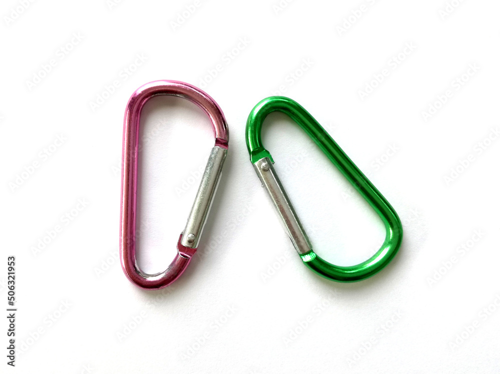 pink and green metal clip locking isolate. pink and green metal clip locking isolate.