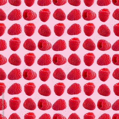Wallpaper Mural Seamless pattern with ripe raspberry. Berries abstract background. Raspberry pattern for package design with pink background. Torontodigital.ca