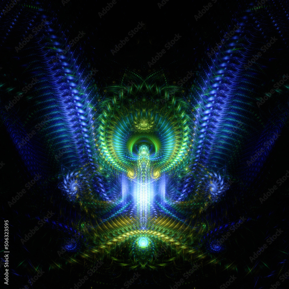 Abstract background, smooth blue lines on a black background Abstract background, smooth blue lines on a black background