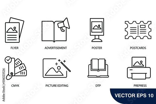 printing icons set . printing pack symbol vector elements for infographic web