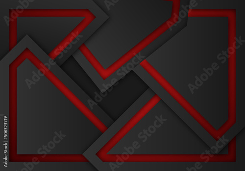 Abstract Red Arrow Dark Grey Shadow Line with Blank Space Design Modern Futuristic Background Geometric Overlap Layer Paper Cut Style