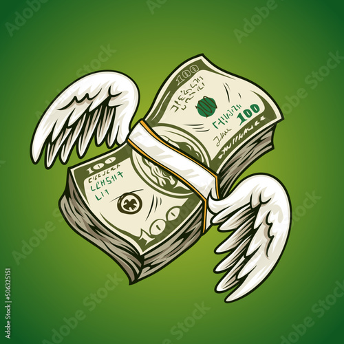 Dollar money with wings
