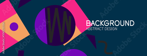 Abstract background. Blocks, lines, triangles, circles composition. Techno or business concept for wallpaper, banner, background, landing page