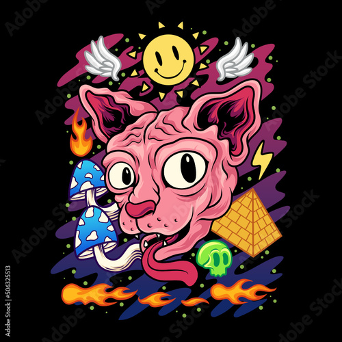 Trippy spinx cat doodle