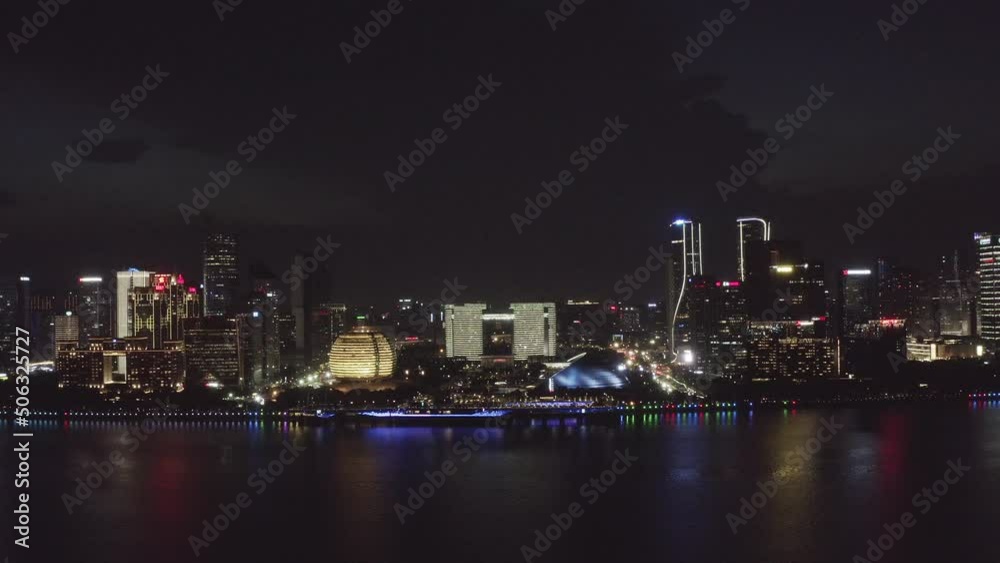 aerial view of qiantang river and modern cityscape of hangzhou qianjiang CBD at night
aerial view of qiantang river and modern cityscape of hangzhou qianjiang CBD at night