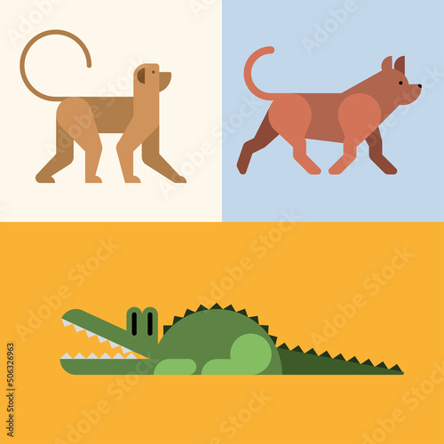 three animals basic forms style