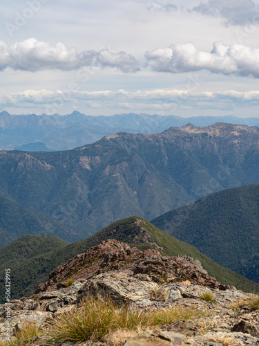 Ridge line leading to mountain range