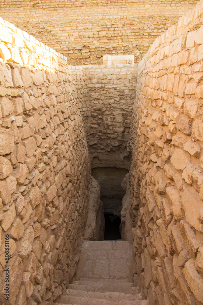 Entrance to the Pyramid of Djoser (or Djeser and Zoser), or Step Pyramid in the Saqqara Necropolis, Egypt