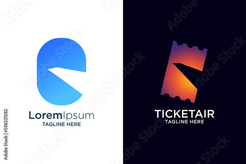plane and ticket symbol concept design