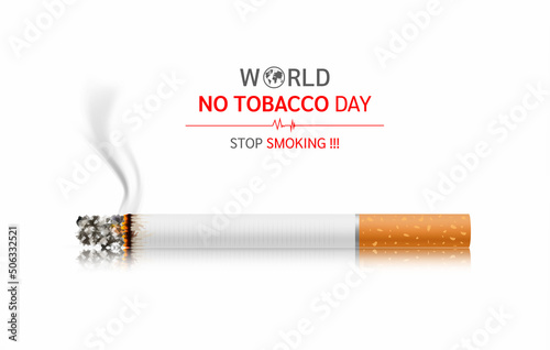 World No Tobacco Day, May 31 Illustration. Stop smoking concept for health. It looks like a cylindrical roll wrapped in paper. Normal sizes are shorter than 120 mm.