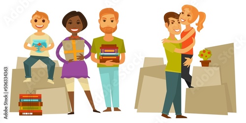 People moving in or out with personal belongings