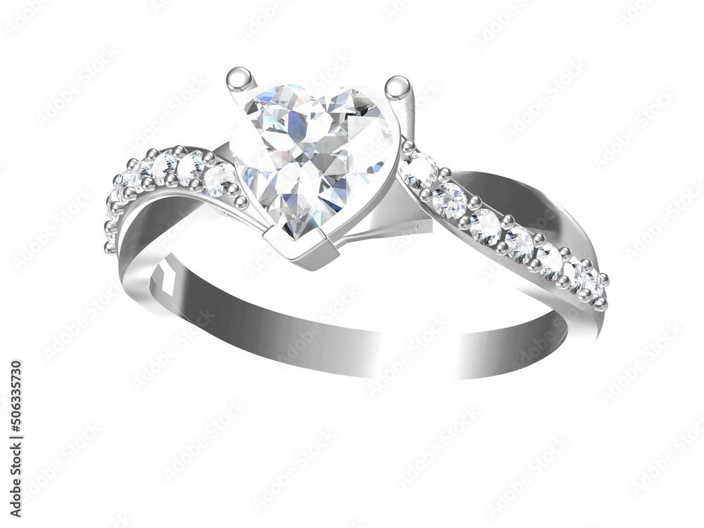 Obraz premium Wedding ring with diamond. Sign of love. Fashion jewelry .3D rendering