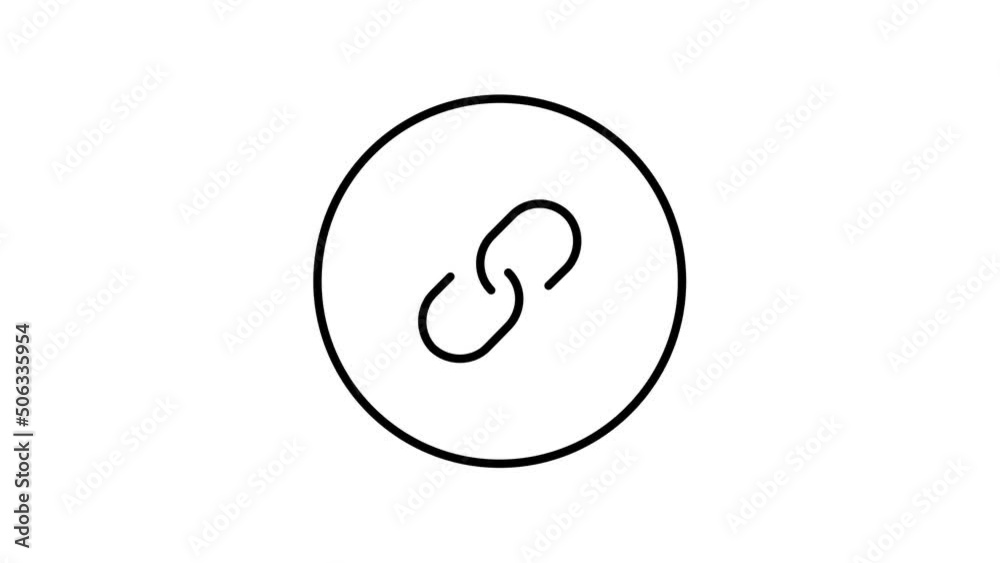 Chain line icon inside circle, chain link, line icon animation. Chain line icon inside circle, chain link, line icon animation.