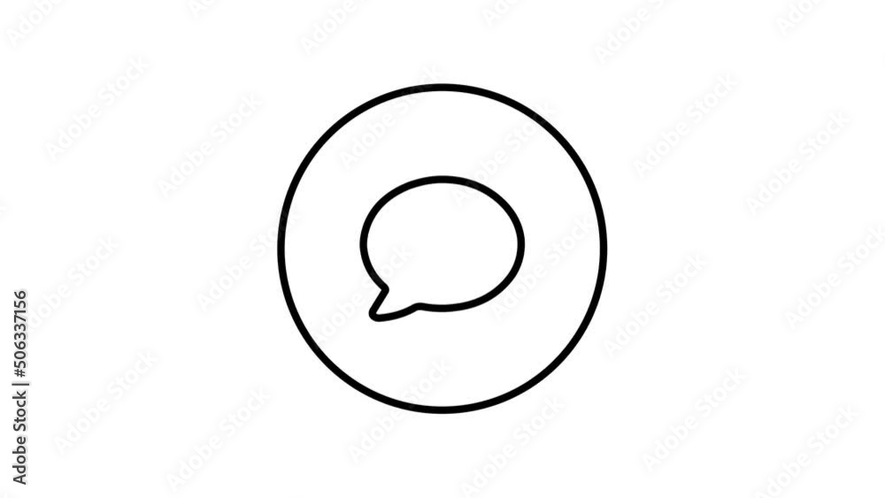 Comment bubble black outline, inside circle outline icon animation. Comment bubble black outline, inside circle outline icon animation.