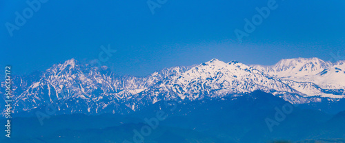 富山県富山市　富山平野から　剣立山連峰の絶景　