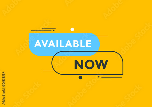 available now text web button template. available now sign icon label colorful 