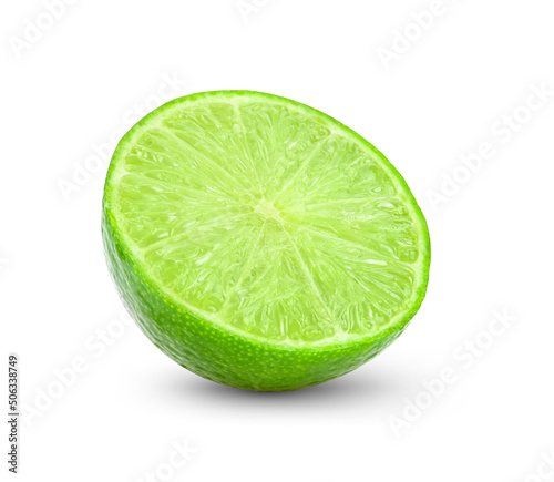 slice of lime isolated on white background
