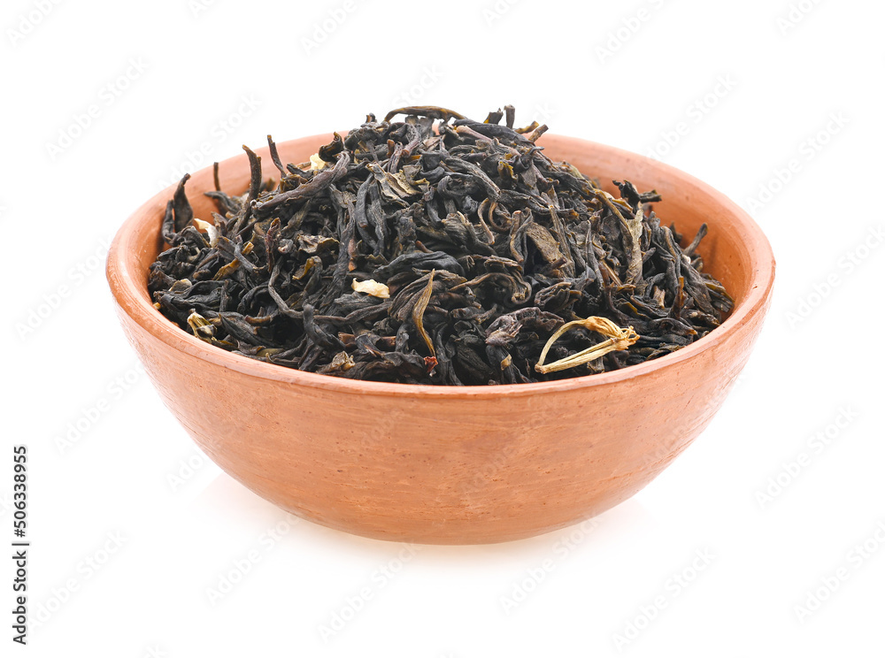 Dry Tea leaves on white background Dry Tea leaves on white background
