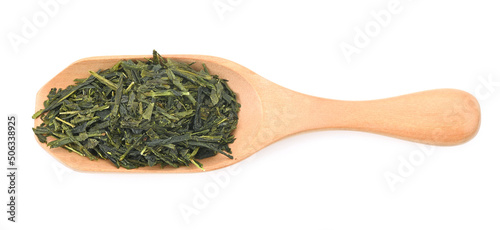 Dry  Green Tea leaves on white background
