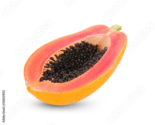 papaya fruit isolated 0n white background