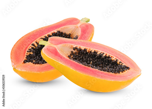 papaya fruit isolated 0n white background