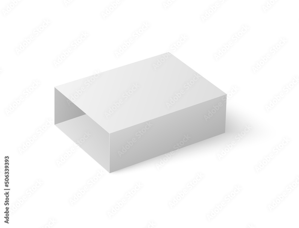 White open box slider, mockup, template on white background vector realistic illustration. White open box slider, mockup, template on white background vector realistic illustration.