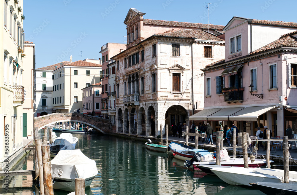 Canals and bridges of Chioggia. This small town is known as The Little Venice of Italy.