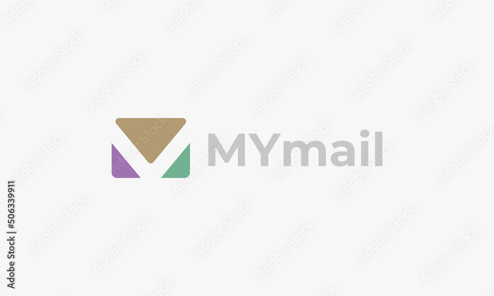 Fototapeta premium vector graphic logo design, combination pictogram and monogram negative space letter M in envelope mail