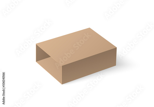 Empty upper container of sliding gift or matches box, realistic vector isolated.