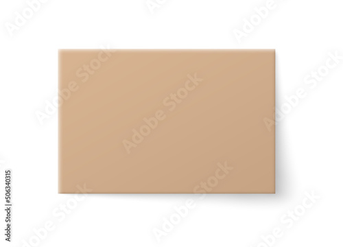 Top view on cardboard gift box template, realistic vector illustration isolated. © sabelskaya