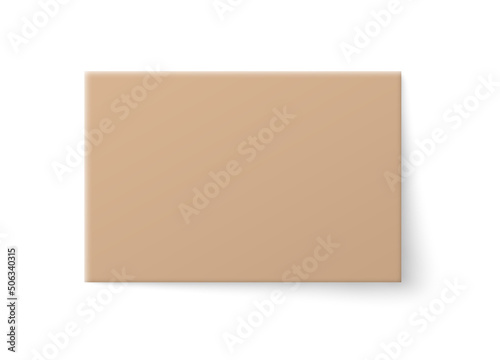 Top view on cardboard gift box template, realistic vector illustration isolated.