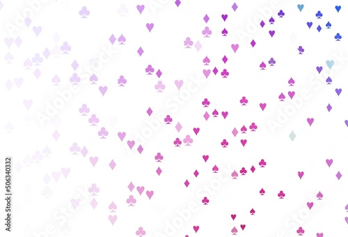 Light Pink  Blue vector background with cards signs.