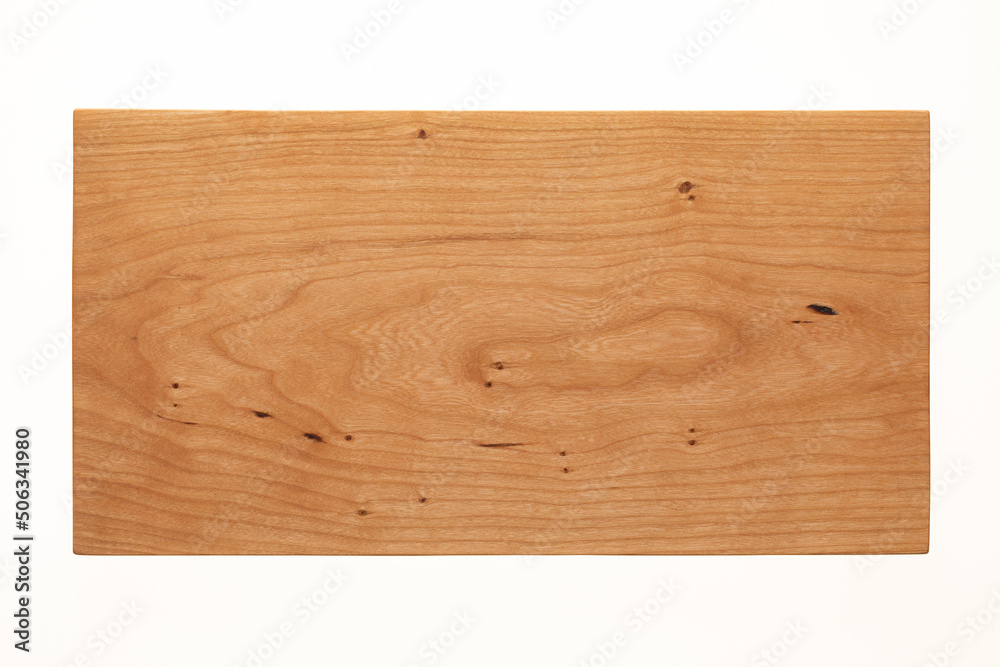 Wooden board isolated on white.Cherry wood texture. Cherry wood pallet.