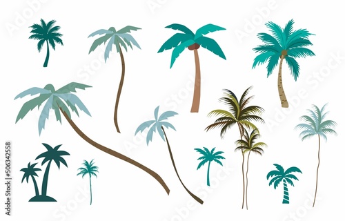 Collection of palm tree.Editable vector illustration for website, sticker, tattoo,icon