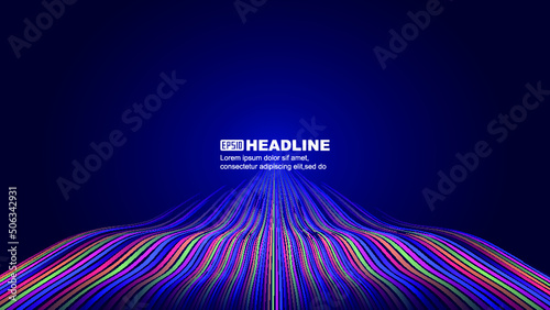 Colorful lines wave motion stretch into the distance and disappear abstract texture background