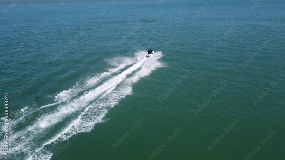 Jet ski drone fast tracking Kent coast Margate UK Jet ski drone fast tracking Kent coast Margate UK