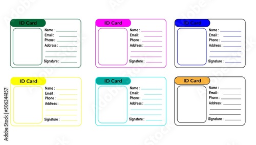 Vector illustration of id card template design for app and web.  Id card outline
