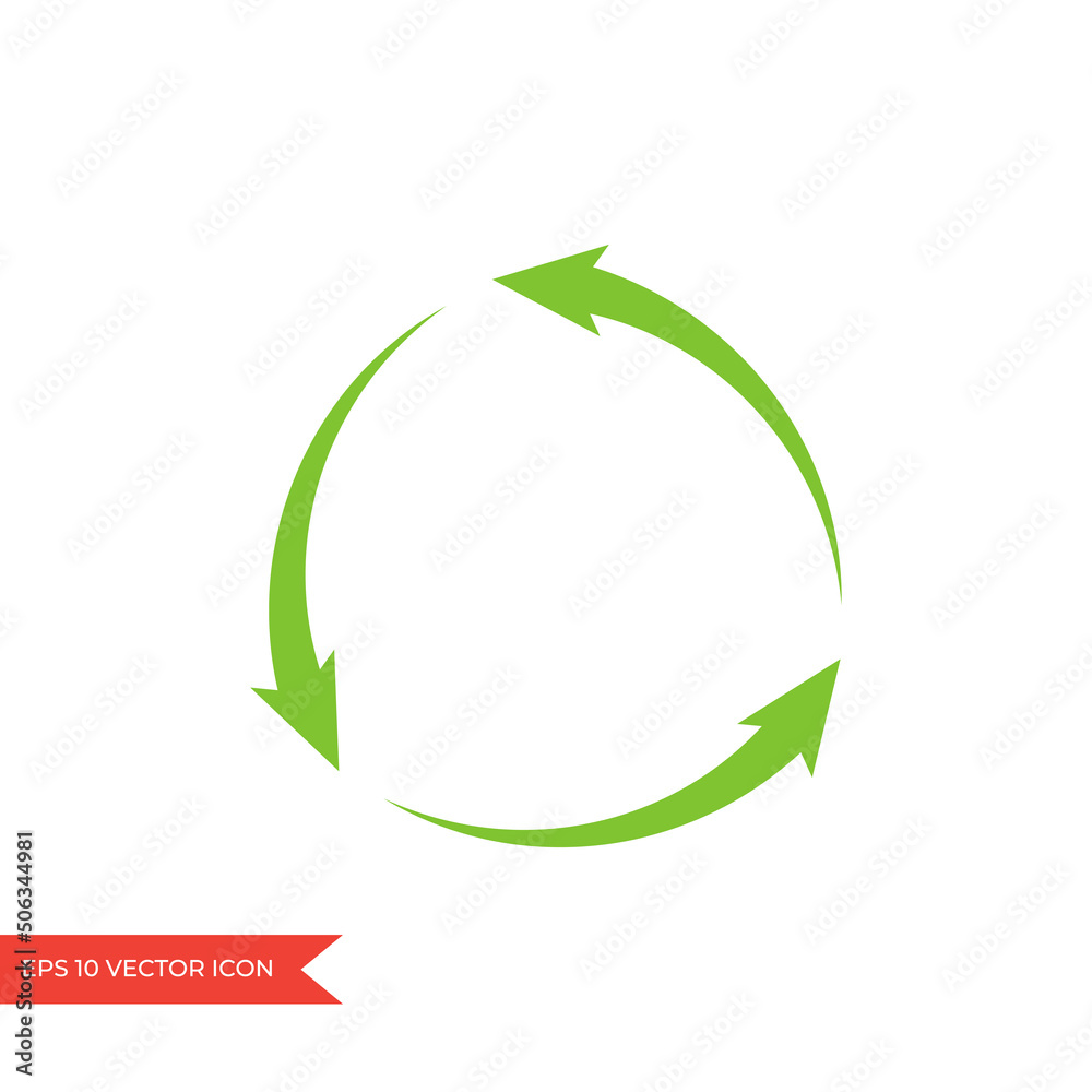 Recycle icon template. Green symbol with three arrows Recycle icon template. Green symbol with three arrows