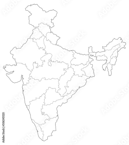 Indian Political map isolated on white background vector image.