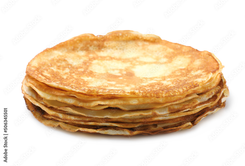 Stack of delicious crepes on white background Stack of delicious crepes on white background
