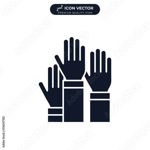 raised hands. Voting hands icon symbol template for graphic and web design collection logo vector illustration
