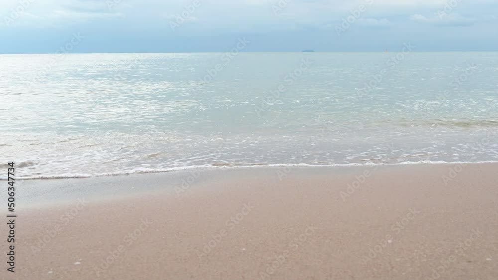 slow motion, landscape of sand beach with sea wave in the beautiful day slow motion, landscape of sand beach with sea wave in the beautiful day