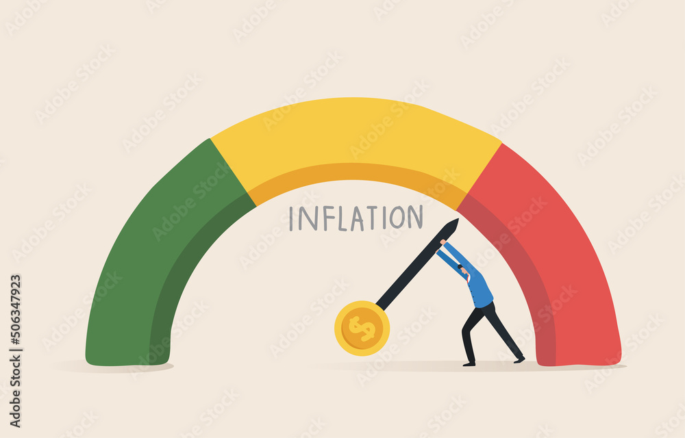 Inflation estimator or inflation gauge. Finding a solution to the problem  of inflation. Financial Crisis Management Process. Businessman investor  with inflation gauge. Stock ベクター | Adobe Stock