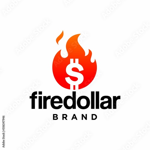 Dollar sign with fire icon logo design. burning money with flame logo vector design. Fire dollar logo.
