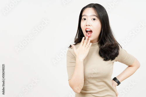 Wow Shock Face Expression Of Beautiful Asian Woman Isolated On White Background