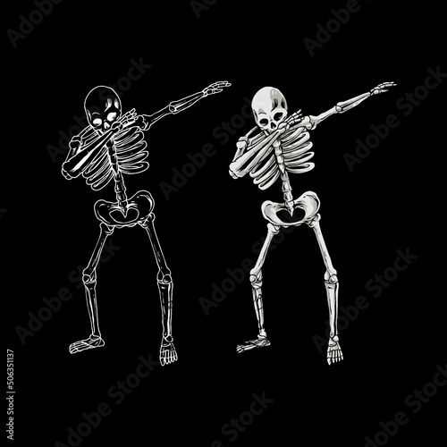 Skull dabbing on the graveyard premium vector