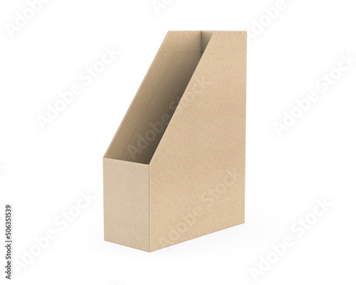 Blank Cardboard office storage organizer box office file box holder and book storage box template  3d render illustration.